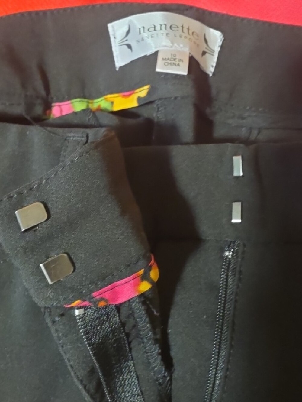 Nanette Lepore Black Men Pants with Colorful Liner Detail